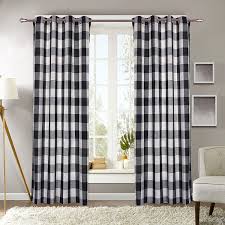 Black And White Buffalo Check Curtains With Grommets Decotex 2 Piece Plaid Courtyard Buffalo Checkered Grommet Top Window Curtain Panel Drapes 2 Panels 53 X 63 Black Beige Walmart Com Panel Curtains Curtains Drapes Curtains