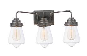 Cap Cod Bathroom Vanity Light Has A Rustic Styled Frame In Weathered Zinc That Supports Clear Lantern Shaped Gla Bathroom Vanity Lighting Vanity Lighting Light