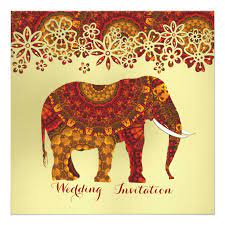 Decorated Indian Ornate Elephant Design Invitation Zazzle Com In 2021 Invitation Design Elephant Design Indian Wedding Invitation Cards
