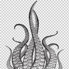 Kraken Octopus Squid Drawing Tentacle Png Black And White Body Jewelry Cartoon Decal Drawing Tentacle Art Squid Drawing Octopus Drawing
