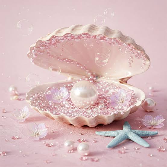 Pastel pink pearl shell stock illustration. Illustration of pearl -  375986838