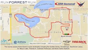 5k Around Notre Dame Course Map Notre Dame University Map South Bend