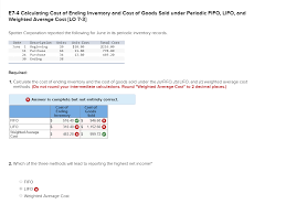 Solved E7 4 Calculating Cost Of Ending Inventory And Cost Chegg Com