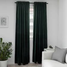 Ikea drape pussla children's green drape size 35.5 x 98.5 by anna efverlund new. Sanela Room Darkening Curtains 1 Pair Dark Green 55x98 Ikea