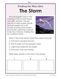 1st or 2nd grade main idea worksheet about storms