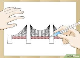 Draw the first post for the bridge's railing, erasing as necessary. How To Draw Suspension Bridges 11 Steps With Pictures Wikihow