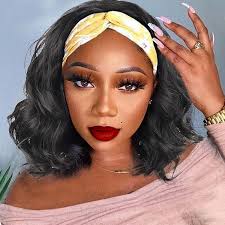LEOSA Body Wave Headband Wig Loose Deep Wave Wig for Black Women Synthetic  Short