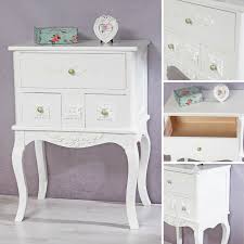 Shabby chic sideboard aus massivem altholz mit 2 türen und 4 schubladen maße: Kleiner Nacht Schrank Kommode Tisch Vintage Antik Korb Weiss Massiv Altholz Nightstands Home Garden