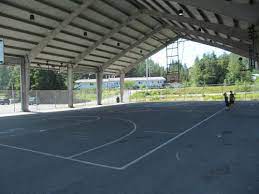 In this setup, the fences are lined with a protective mesh to prevent any balls from flying. Covered Playground Wrangell Alaska