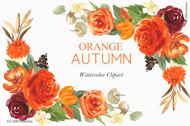 50 Off Orange Autumn Watercolor Fall Watercolor Floral Watercolor Watercolor Flowers