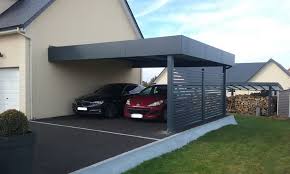 Carport Aluminium Preau Abri A Deux Voitures Adosse A Un Mur De Maison A Carport Designs Aluminum Carport Car Porch Design