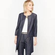 Zhaket Dlinnyj Bez Vorotnika Sarzha Strejch Anne Weyburn Zhakety Bolshie Razmery Kurtka Vorotniki