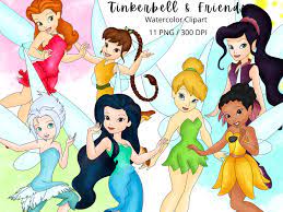 Tinkerbell Watercolor Clipart Fairies Digital Download Hand - Etsy