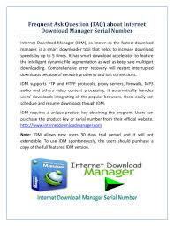 Download the latest version of internet download manager for windows. Frequent Ask Question Faq About Internet Download Manager Serial Number By Idm Key Issuu