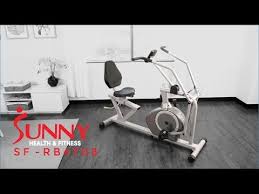 Slim cycle recumbent bike with upper body resistance bands recumbent bikes with moving arms enable you to work out your upper part of your body and. Sunny Health Fitness Sf Rb4708 Cross Training Recumbent Bike Youtube