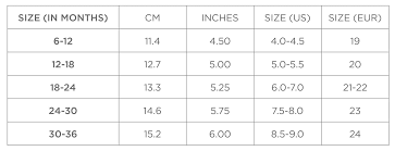 Offer may not be combined with other promotional offers or discounts. Baby Shoe Sizes Toddler Shoe Size Chart Jack Lily