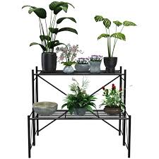 Can be used for outdoor gardens, flower this 4 tier ladder shelf can be a display stand for plants, photos, handicraft, books in the living room. Mecor 2 Tier Metal Plant Stand Large Capacity Indoor Outdoor Flower Pot Holder Rack For Potted Plants Suit For Home Garden Patio Balcony Yard Easy To Assemble Black Walmart Com Walmart Com