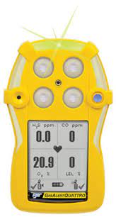 Monitors and displays simultaneously h2s, co, o2 and combustible gases. Bw Technologies Gasalertquattro 4 Gas Detector Lel O2 H2s Co Alkaline Version Yellow Housing