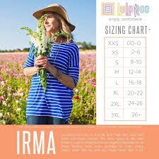 irma size chart lularoeirma irma irmatop irmatunic shop