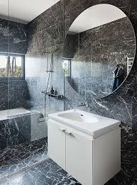 Black And White Bathroom Tiles Australia Black Marble Modern Lakeside Home In Australia Bathroom With Marble Tile And Polomba Sink Marble Bathroom Designs Bathroom Design White Bathroom Inspiration