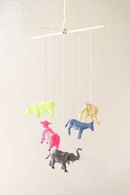 Diy Neon Animal Mobile Plastic Animal Crafts Plastic Animals Diy Nursery