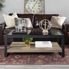 Natural, unfinished teak driftwood sculpted into a sturdy table with a clear glass top. Manor Park Industrial Wood And Glass Coffee Table Driftwood Walmart Canada