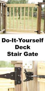 This gate slides easy and takes up no room. How To Build Your Own Deck Stair Gate Deck Stairs Diy Deck Stair Gate