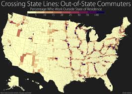 Out Of State Commuters Mapped Flowingdata Map Information Processing Working From Home