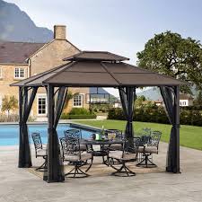 Rated 4.5 out of 5 stars. Gray Sunjoy A109000102 Ryan 11x11 Ft Pop Up Portable Steel Gazebo Canopies Gazebos Pergolas Patio Lawn Garden Guardebem Com