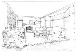 Before And After Vicente Wolf S Living Room Design Interior Design Drawings Room Perspective Drawing Drawing Interior