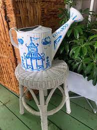 Mollies Mom Handpainted Blue And White Chinoiserie Watering Can Diy Blue And White Chinoiserie Chinoiserie Blue And White