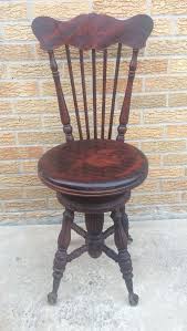 Antique Piano Organ Stool Claw Glass Ball Feet High Chair Back Stool Glass Ball Chair Backs
