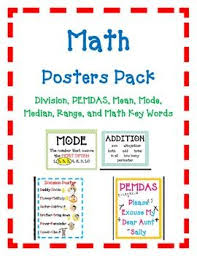 Math Poster Pack Mean Mode Add Subtract Pemdas Division Math Poster Pemdas Math Key Words