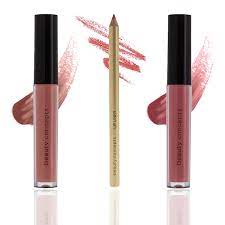 Amazon Com Beauty Concepts Matte Lip Kit Makeup Set With 2 Liquid Lipsticks And Lip Liner Pink Colors Packaged In A Blue Floral Gift Box Beauty Personal Care