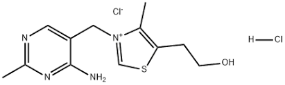 As a base it can form salts with acids, such as hydrochloride. Thiamine Hydrochloride 67 03 8