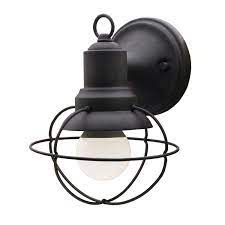 Kichler One Light Exterior Outdoor Cage Industrial Farmhouse Wall Mount Black Greydock Com Industrial Light Fixtures Wall Lantern Industrial Lighting