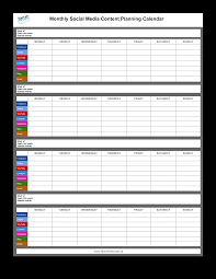 Printable social media calendar template. Kostenloses Social Media Content Calendar Sample