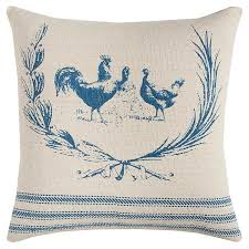 blue rooster cotton pillow kirklands