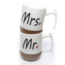 Janazala Mr And Mrs Ceramic Coffee Mugs Set Of 2 Novelty