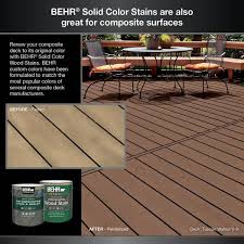 The natural stain comes in a soft natural brown shade. Behr Premium 1 Gal Sc 105 Padre Brown Solid Color Waterproofing Exterior Wood Stain And Sealer 501301 The Home Depot
