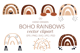 Download Rainbow Svg Boho Rainbow Svg Cricut Boho Rainbow Clipart Modern Rai By Lettersclipart Thehungryjpeg Com
