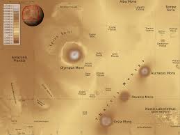 Olympus mons is the largest volcano on mars and also holds the more impressive title of being the tallest mountain in the solar system at nearly 22km. File Olympus Mons Region Map La Svg Wikimedia Commons