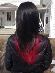 Long red hair with dark roots. Black Hair With Red Underneath Tumblr Red Hair Tips Hair Color For Black Hair Black Red Hair