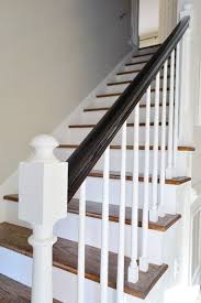 Black And White Stair Railing Stair Railing Makeover With White Ballasts White Pickets And Dark Railing Stair Railing Makeover Home House