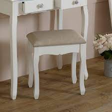 This shabby chic furniture is 100% hand finished in a soft white carcass with distressed wood effect top. White Dressing Table Stool Lila Range