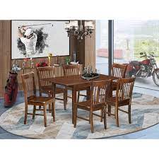A vintage french provincial style dining set offers white paint decorated chairs having tall pressed caned backs with scroll crest flanked by turned finials surmounting padded seats. East West Furniture Dinette Set Table With A 12 Leaf And Dining Chairs Finish Mahogany Number Of Items 7 Shape Rectangular Style Wood Seat Walmart Com Walmart Com