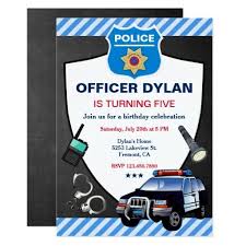 Police Officer Chalkboard Kids Birthday Party Invitation Zazzle Com Police Birthday Party Police Birthday Kids Birthday Party Invitations
