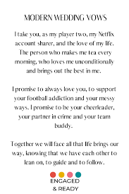 30 Awesome Wedding Vows Engaged And Ready Modern Wedding Vows Funny Wedding Vows Wedding Vows