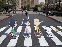 Peanuts Gang Crossing The Road 3d Street Art Optical Illusion 3d Street Art Street Art Sidewalk Art