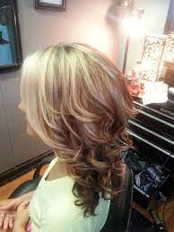 Blonde Highlights With Red Lowlights Medium Layered Haircut Hair Color For Blondes And Reds All About You Hair By Br Blonde Hair Color Blonde Highlights Hair